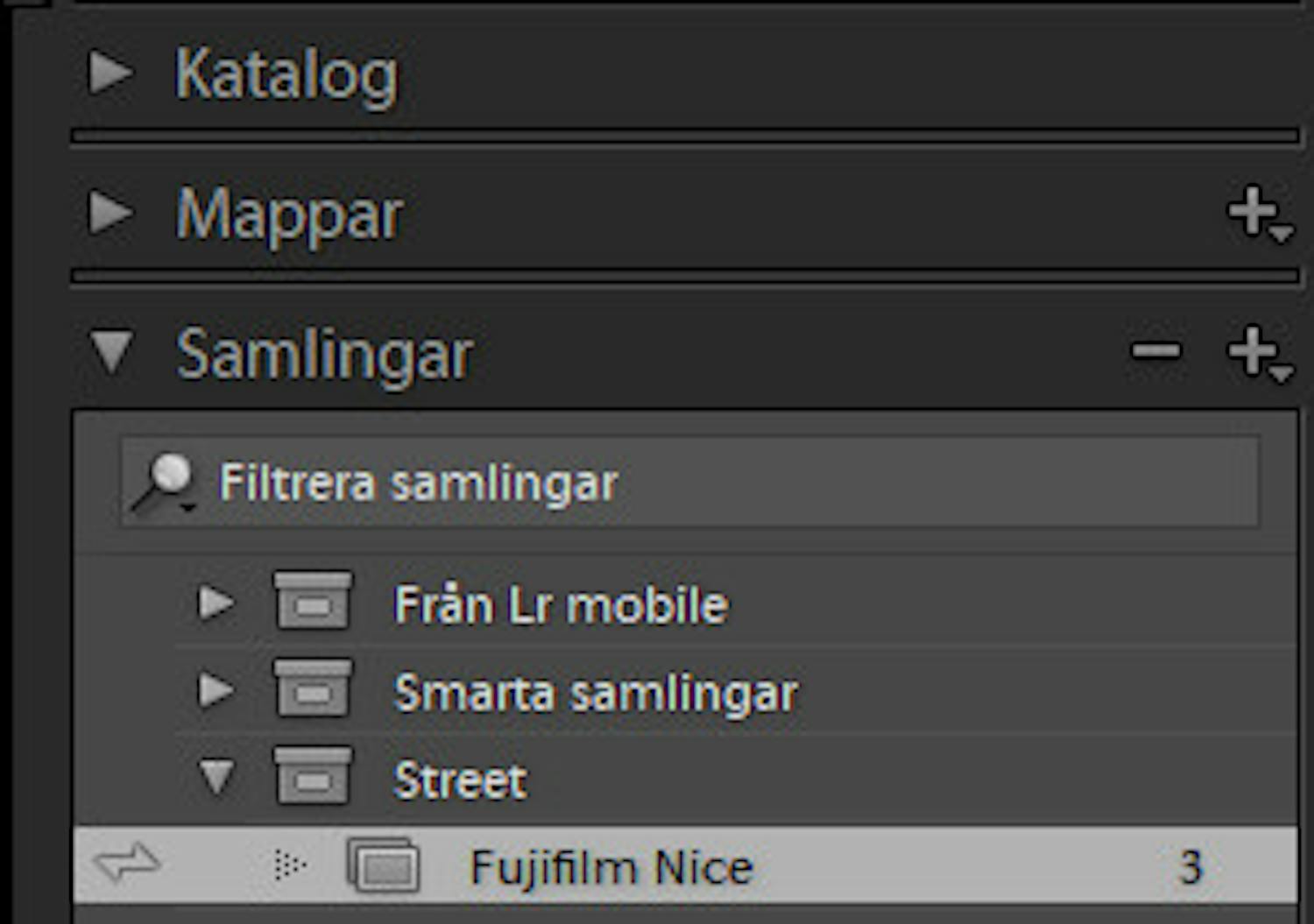 Samlingar i Lightroom